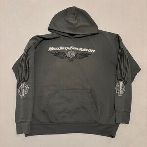 Harley Davidson Hoodie Large Gray Y2K Dices Flames Sleeve Biker Grunge Canada